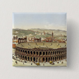 Bóton Quadrado 5.08cm Opinião o anfiteatro romano, Verona, b gravado