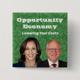Bóton Quadrado 5.08cm Opportunity Economy Harris Walz 2024