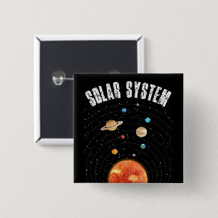 Bóton Quadrado 5.08cm Órbitas Vintage dos Planetas Astronômicas