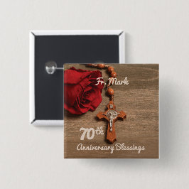 Bóton Quadrado 5.08cm Ordenação por 70 do Padre Rosa e Rosary