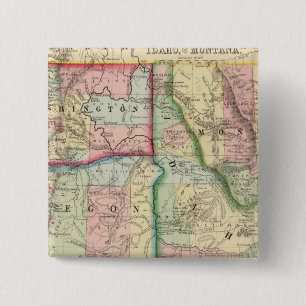 Bóton Quadrado 5.08cm Ore, Wash, Idaho, Mapa Mont de Mitchell