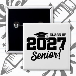 Bóton Quadrado 5.08cm Orgulho da Turma de Formatura de 2027 Turma Sênior