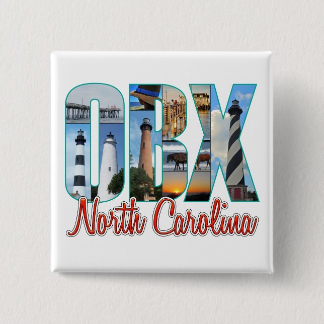 Bóton Quadrado 5.08cm Orgulho de Locais OBX (Frente)