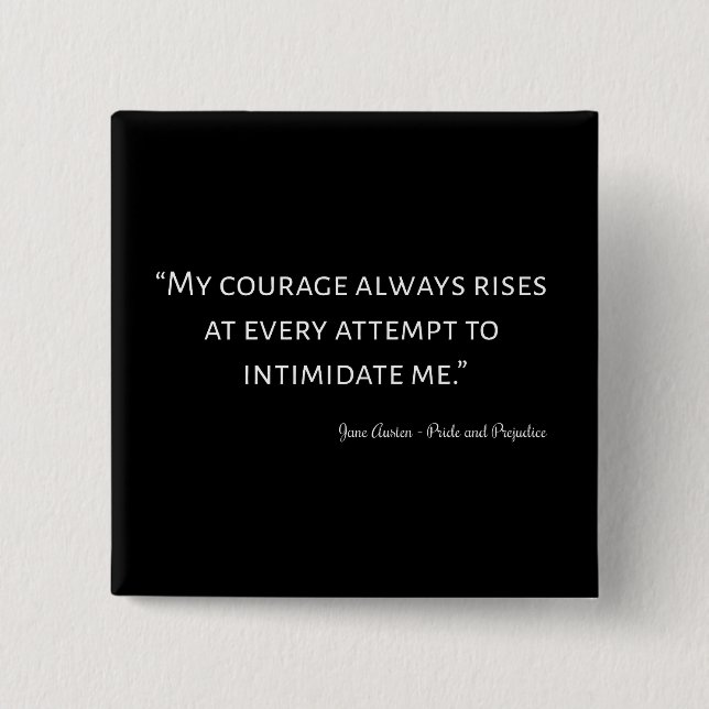 Bóton Quadrado 5.08cm Orgulho e Preconceito Citação I (Frente)