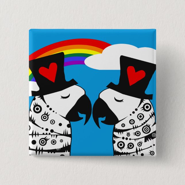Bóton Quadrado 5.08cm orgulho gay com arco-íris (Frente)