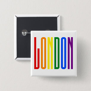 Bóton Quadrado 5.08cm Orgulho gay da tipografia da bandeira do arco-íri