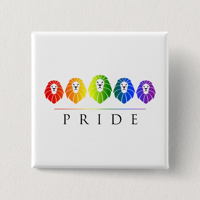 Bóton Quadrado 5.08cm Orgulho gay dos leões - LGBT (Frente)