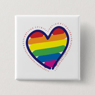 Bóton Quadrado 5.08cm Orgulho gay Espírito Coração