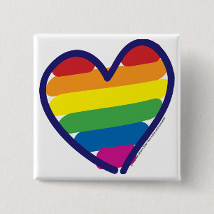 Bóton Quadrado 5.08cm orgulho gay Rainbow Heart