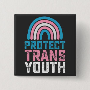 Bóton Quadrado 5.08cm Orgulho LGBT Proteja Jovens Trans Transgênero Cria