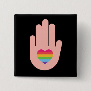 Bóton Quadrado 5.08cm Orgulho lgbtq amor estranho. cor arco-íris        