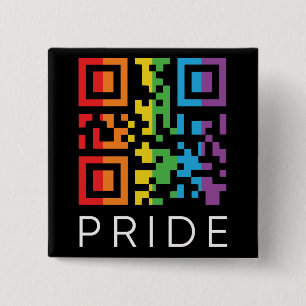 Bóton Quadrado 5.08cm Orgulho Rainbow QR Code LGBTQIA+