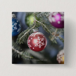 Bóton Quadrado 5.08cm Ornamento em uma árvore de Natal