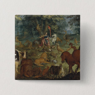 Bóton Quadrado 5.08cm Orpheus que encanta os animais (óleo no painel)