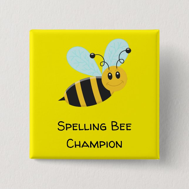 Bóton Quadrado 5.08cm Ortografia de Bee Champion (Frente)