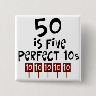 Bóton Quadrado 5.08cm os 50th presentes de aniversário, 50 são 5 10s