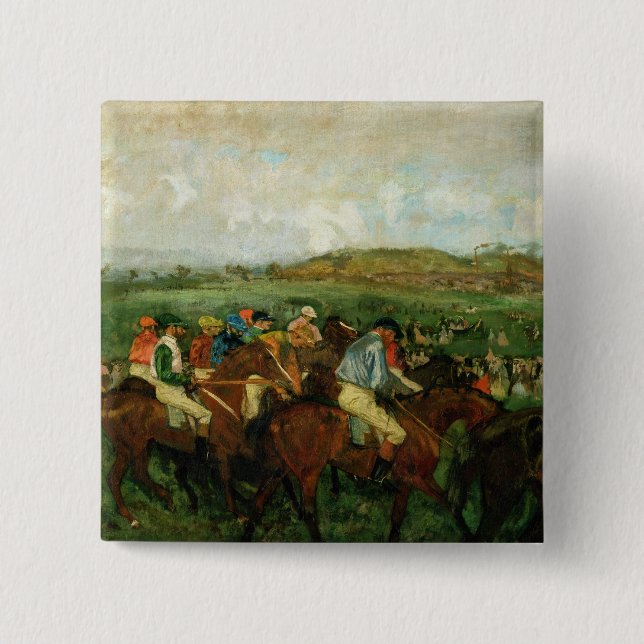Bóton Quadrado 5.08cm Os cavalheiros de Edgar Degas | competem, antes da (Frente)