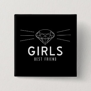 Bóton Quadrado 5.08cm Os diamantes são o melhor amigo de uma menina