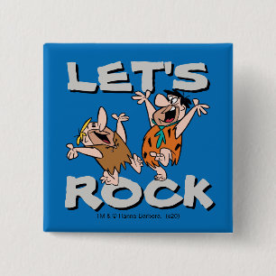 Bóton Quadrado 5.08cm Os Flintstones  Fred & Barney - Vamos Rock