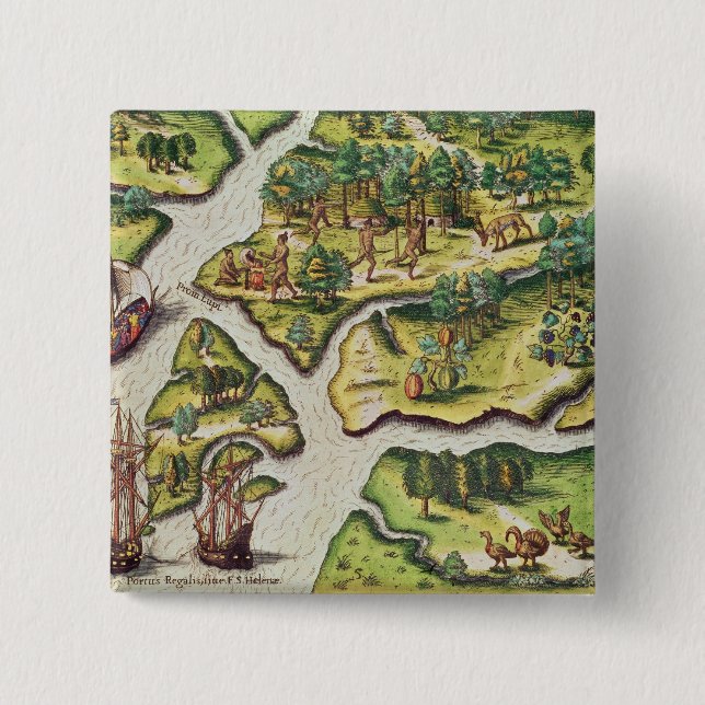 Bóton Quadrado 5.08cm Os franceses chegam no porto real (Frente)