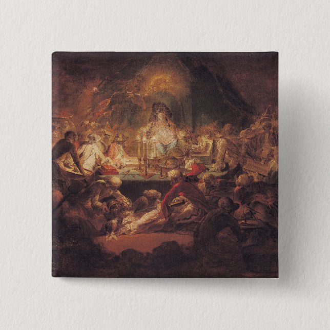 Bóton Quadrado 5.08cm Os Freemasons do macaco (Frente)