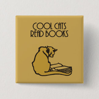 Bóton Quadrado 5.08cm Os gatos legal leram o estilo retro dos livros