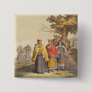 Bóton Quadrado 5.08cm Os indianos de Caciche em trajes tradicionais,