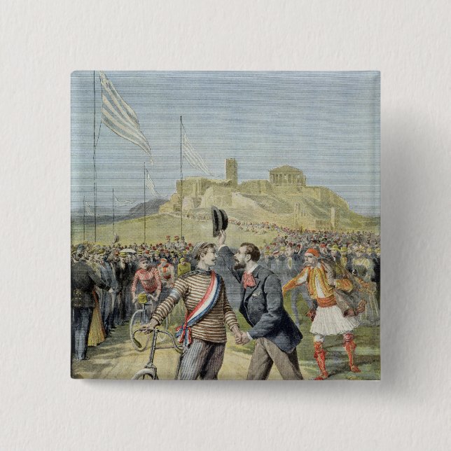 Bóton Quadrado 5.08cm Os Jogos Olímpicos em Atenas (Frente)