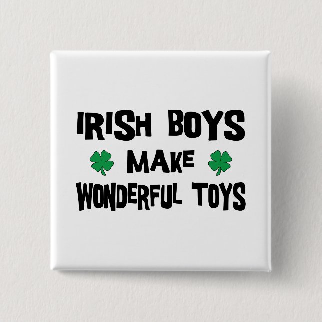 Bóton Quadrado 5.08cm Os meninos irlandeses fazem brinquedos (Frente)