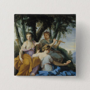 Bóton Quadrado 5.08cm Os musas, Clio, Euterpe e Thalia, c.1652-55