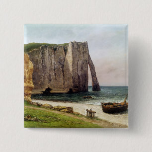 Bóton Quadrado 5.08cm Os penhascos em Etretat, 1869