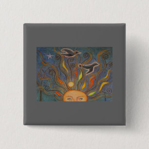 Bóton Quadrado 5.08cm Os pensamentos novos tomam o vôo