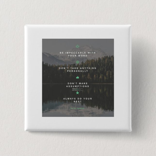 Bóton Quadrado 5.08cm Os quatro acordos (Frente)