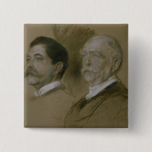 Bóton Quadrado 5.08cm Otto von Bismarck e seu filho Herbert