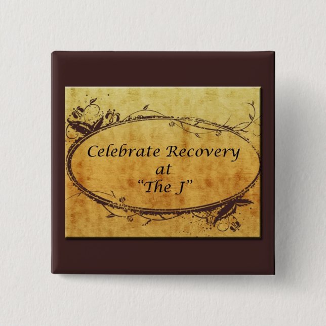 Bóton Quadrado 5.08cm Ouro - CR no J - botão quadrado (Frente)