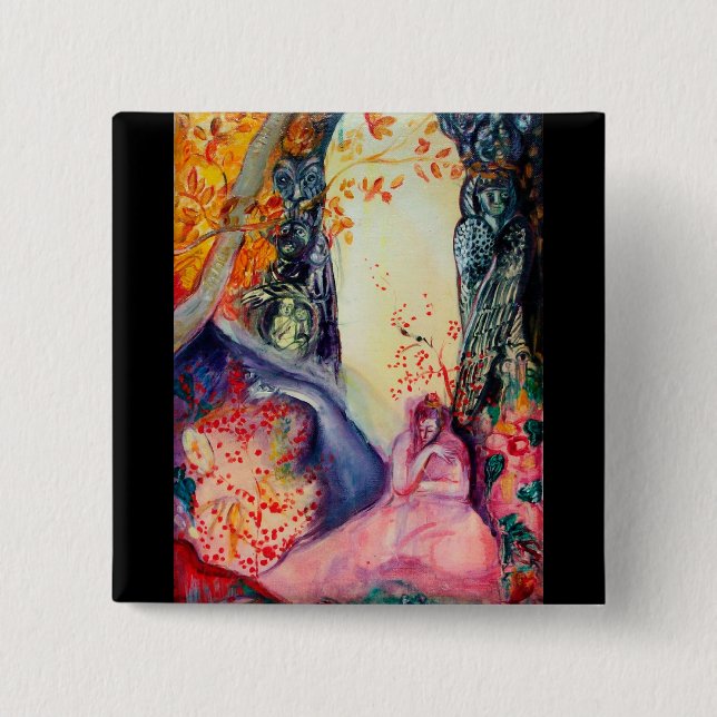 Bóton Quadrado 5.08cm OURO SONHO / Yoga Meditação Zen Garden (Frente)