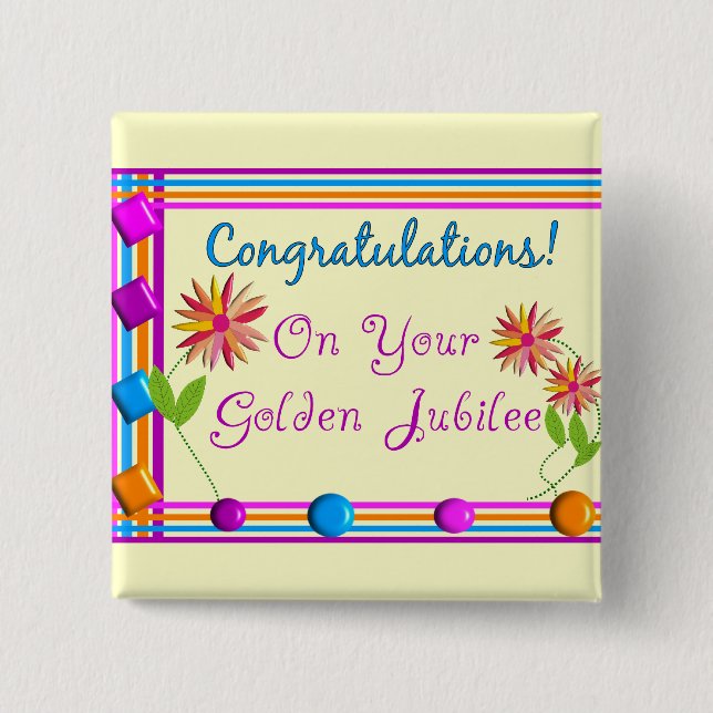 Bóton Quadrado 5.08cm Ouros freiras Jubilee Gifts (Frente)