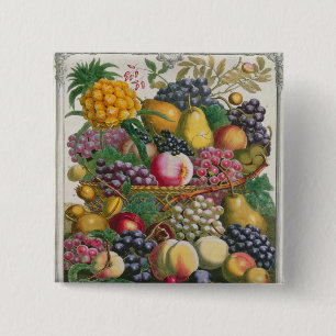 Bóton Quadrado 5.08cm Outubro, 'de doze meses das frutas