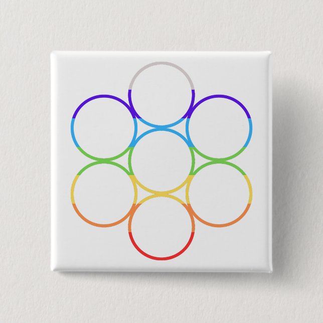 Bóton Quadrado 5.08cm Ovo de Life Chakra (Frente)