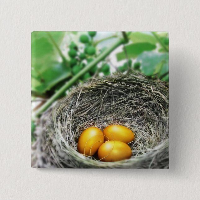 Bóton Quadrado 5.08cm Ovos de ouro (Frente)