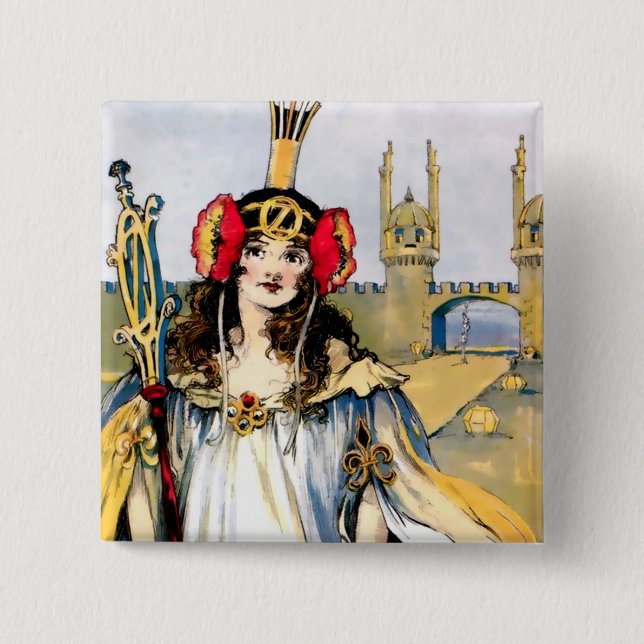 Bóton Quadrado 5.08cm "Ozma of Oz", por John R Neill (Frente)