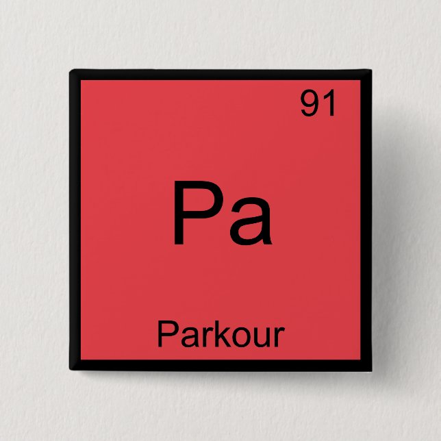 Bóton Quadrado 5.08cm Pa - Parkour Funny Chemistry Element Symbol Tee (Frente)