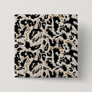 Bóton Quadrado 5.08cm Padrão Abstrato de Leopardo Africano Boêmio