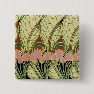 Bóton Quadrado 5.08cm Padrão Art Nouveau nº 1