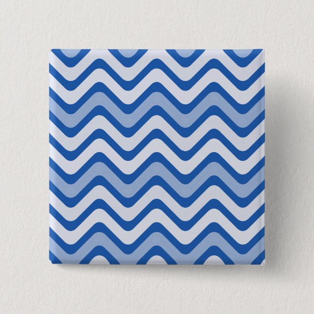 Bóton Quadrado 5.08cm Padrão Azul de Onda (Frente)