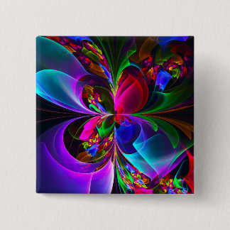 Bóton Quadrado 5.08cm Padrão Azul Vermelho Abstrato Floral Moderno #12