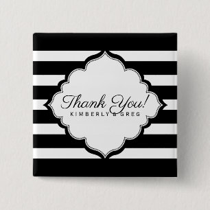 Bóton Quadrado 5.08cm Padrão Black & White Strips - Obrigado