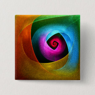 Bóton Quadrado 5.08cm Padrão de Abstrato de Arte Azul Cor-de-Cor-de-Cor