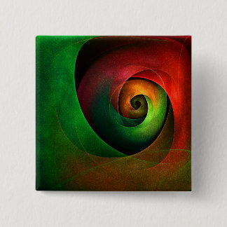 Bóton Quadrado 5.08cm Padrão de Abstrato de Arte Vermelha Verde Floral M