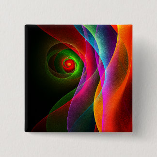 Bóton Quadrado 5.08cm Padrão de Abstrato de Arte Vermelho Verde Laranja